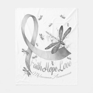 Faith Hope Love Melanoma Awareness Dragonfly Fleece Deken