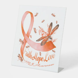 Faith Hope Love MS Awareness Dragonfly Reclamebord Met Voetstuk