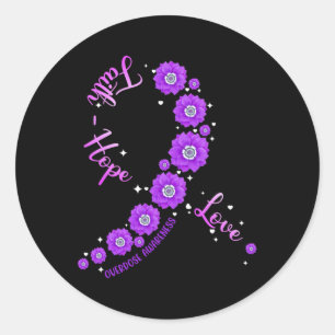 Faith Hope Love Overdose Awareness Ribbon Flower Ronde Sticker
