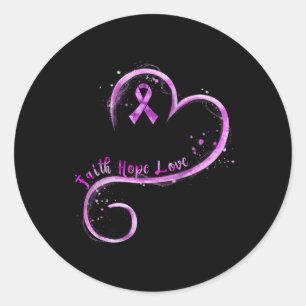 Faith Hope Love Paars Ribbon Overdosis Bewustheid Ronde Sticker