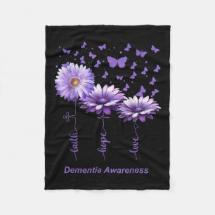 Faith Hope Love Paarse Bloemenlint Dementie Awar Fleece Deken