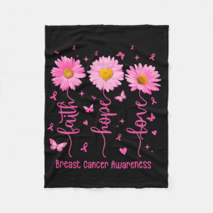 Faith Hope Love Pink Ribbon Breast Cancer Awarenes Fleece Deken