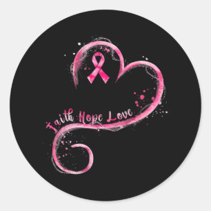 Faith Hope Love Pink Ribbon Breast Cancer Awarenes Ronde Sticker