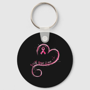 Faith Hope Love Pink Ribbon Breast Cancer Awarenes Sleutelhanger