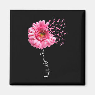 Faith Hope Love Pink Ribbon Daisy Flower Breast C Magneet