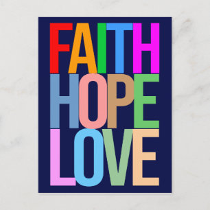 Faith Hope Love Positief kleurrijk Briefkaart