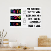 Faith, Hope & Love Poster (Keuken)