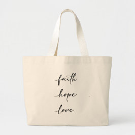 Faith Hope Love Schrift Typografie Boodschappentas Grote Tote Bag