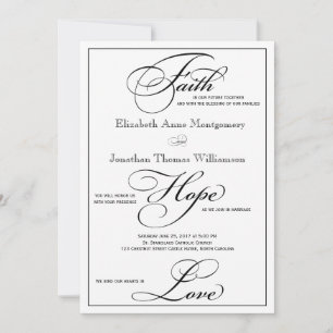 Faith Hope Love Script Faire-part de mariage