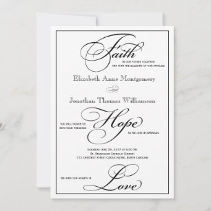 Faith Hope Love Script Weddenschap Uitnodiging
