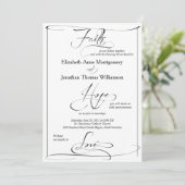 Faith Hope Love Script Weddenschap Uitnodiging (Staand voorkant)