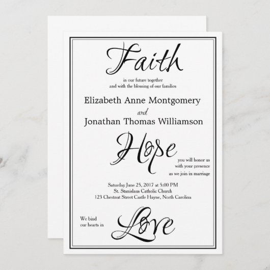 Faith Hope Love Script Weddenschap Uitnodiging (Voorkant / Achterkant)