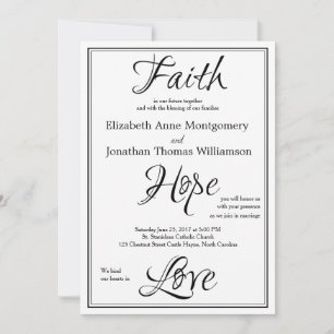 Faith Hope Love Script Weddenschap Uitnodiging