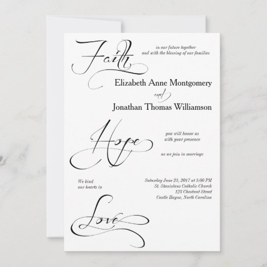 Faith Hope Love Script Weddenschap Uitnodiging (Voorkant)