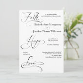Faith Hope Love Script Weddenschap Uitnodiging (Staand voorkant)