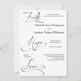 Faith Hope Love Script Weddenschap Uitnodiging