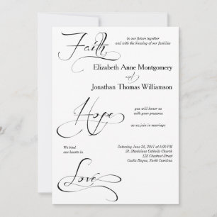 Faith Hope Love Script Weddenschap Uitnodiging