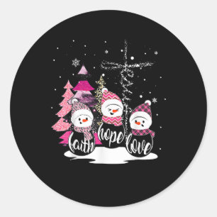 Faith Hope Love Snowman Jesus Xmas Christelijke bo Ronde Sticker