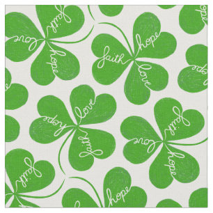 Faith Hope Love St. Patrick's Day Klaverpatroon Stof