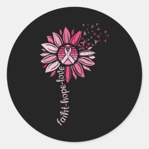 Faith Hope Love Sunflower Breast Cancer Awareness Ronde Sticker