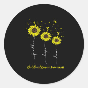 Faith Hope Love Sunflower Childhood Cancer Awarene Ronde Sticker