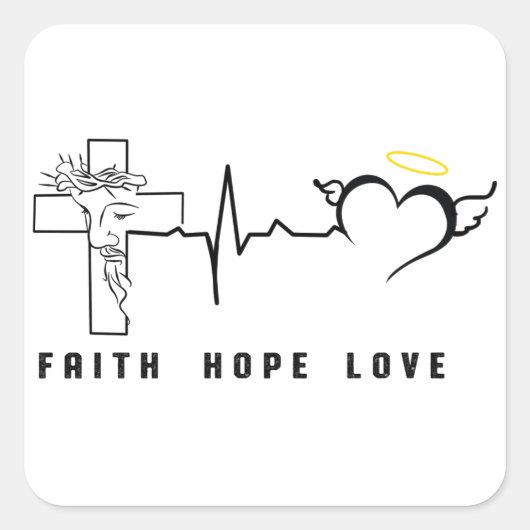 FAITH HOPE LOVE VIERKANTE STICKER (Voorkant)