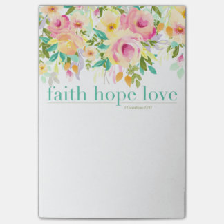Faith Hope Love | Waterverf Floral Post-it® notes