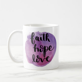 Faith Hope Love Waterverf Paarse Mok