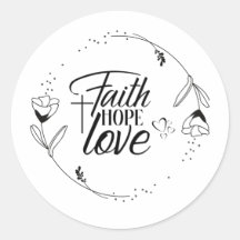 Faith, Hope Love with Cross, Hearts, Floral