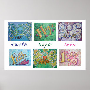 Faith Hope Love Word Collage Art Poster Imprimer