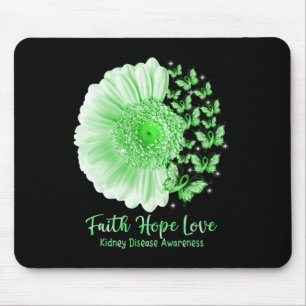 Faith Hope Love Zonnebloem Vlinder Nierziekte Muismat