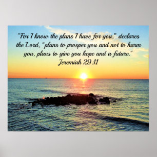 FAITH IN GOD JEREMIAH 29:11 BIBLIOTHEEK VERSUNRISE POSTER