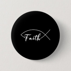 Faith Jesus Ichthus Vis Grappig Christelijk Ronde Button 5,7 Cm