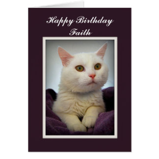 Faith Joyeux Anniversaire Carte Chat Blanc