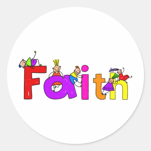 Faith Kinder Ronde Sticker (Voorkant)