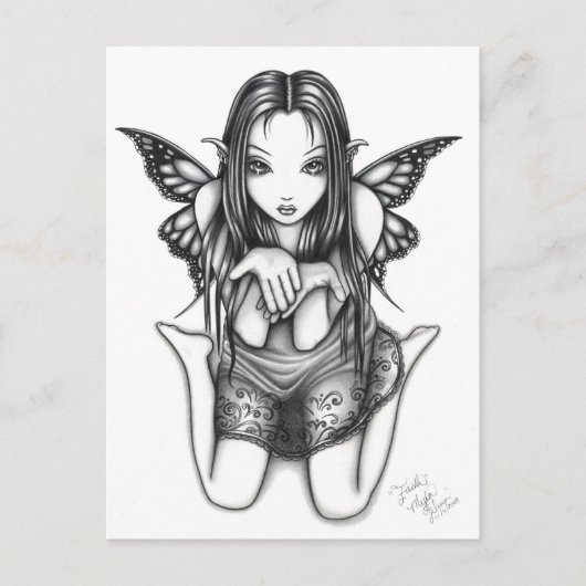 "Faith" Kneeling Butterfly Fairy Art Briefkaart (Voorkant)
