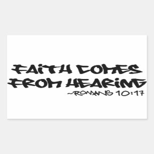 Faith komt van raadsellende Romeinen 10:17 Rechthoekige Sticker