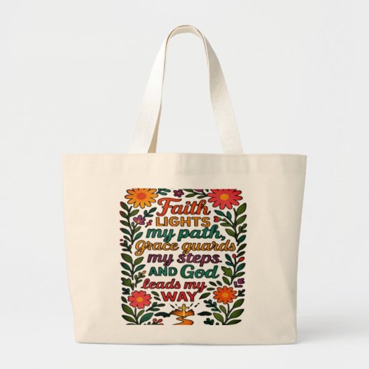  Faith Lights My Path Christian Art - Inspirationa Grote Tote Bag (Voorkant)