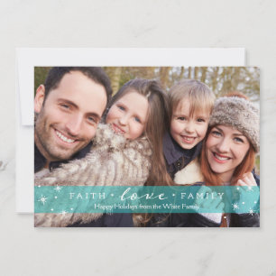 Faith + Love + Family Photo Holiday Card Feestdagenkaart