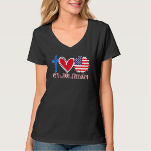 Faith Love Freedom American Flag Flower Christian T-shirt