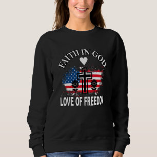 Faith Love Freedom American Flag Flower for Christ Trui