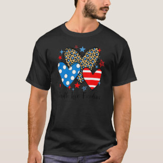 Faith Love Freedom Leopard Heart Patriotic 4th of T-shirt