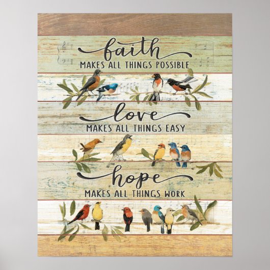 Faith, Love, Hope Bird Poster (Voorkant)