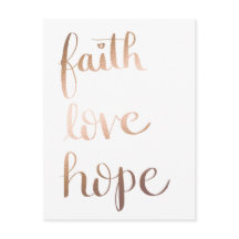 Faith Love Hope Gold Foil Briefkaart