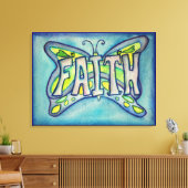 Faith Mot Bleu Papillon Peinture Toile de toile (Insitu(Salon))