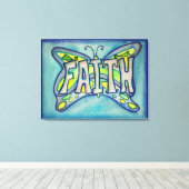 Faith Mot Bleu Papillon Peinture Toile de toile (Insitu (Plancher de Bois))