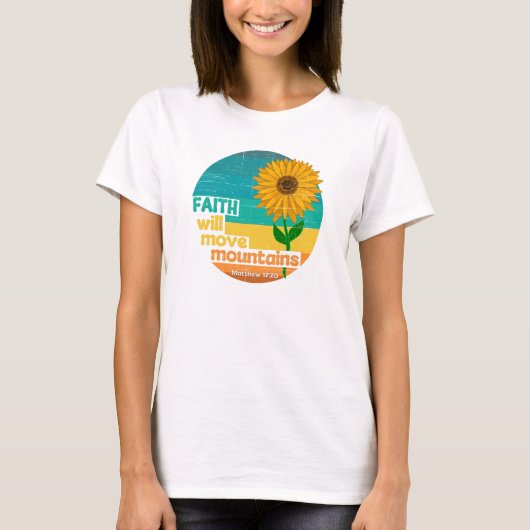 Faith Move Mountains Christelijk ontwerp T-shirt (Voorkant)