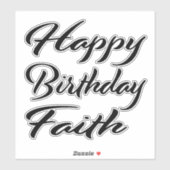 Faith Name Prénom Anniversaire de Black Sticker (Feuille)