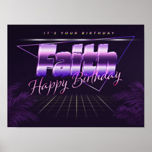 Faith Name Prénom lila retro Poster