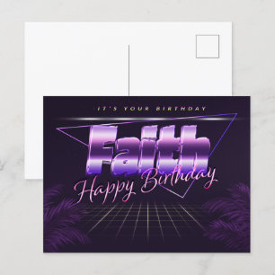 Faith Nom Prénom carte postale violette anniversai